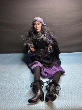 Spooky Night 22" Fortune Teller Doll Crystal Ball Sitting Poseable Arms & Legs